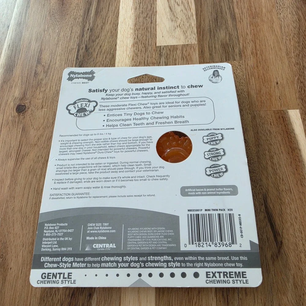 Nylabone FlexiChew Tiny Dog Toy 2 Pack Peanut Butter Bacon Flavored Bones 3